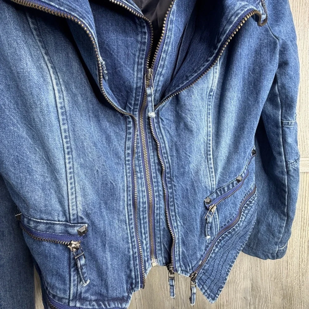 SX Denim Streetwear Moto Jacket with Studded Details